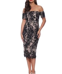 Romance Events Violet Sleeve Dress Black Lace - ROM29