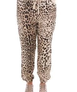 Wednesday Lulu Silky Leopard Pants | Beige | WL23 Clothing