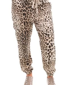 Wednesday Lulu Silky Leopard Pants | Beige | WL23 Clothing