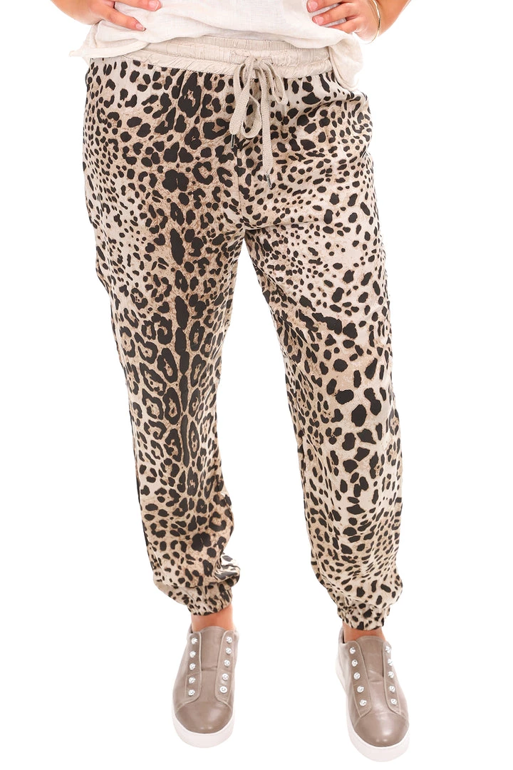 Wednesday Lulu Silky Leopard Pants | Beige | WL23 Clothing 1 Wednesday Lulu Silky Leopard Pants | Beige | WL23 Clothing