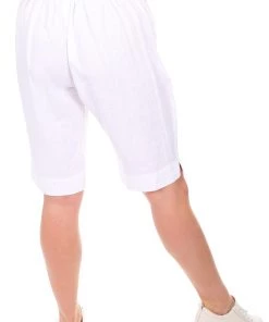 See Saw Linen Flat Front Elastic Shorts - White 5 See Saw Linen Flat Front Elastic Shorts - White