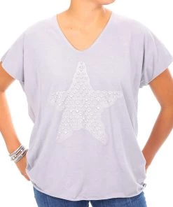 Wednesday Lulu Clothing Puff Star Tee | Grey | WL1