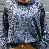 Wednesday Lulu Clothing Leopard Hooded Jumper | Blue | WL27