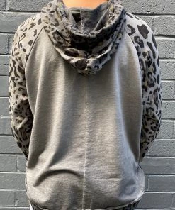 Wednesday Lulu Leopard Hooded Jumper | Grey | WL27 Clothing