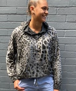 Wednesday Lulu Leopard Hooded Jumper | Grey | WL27 Clothing