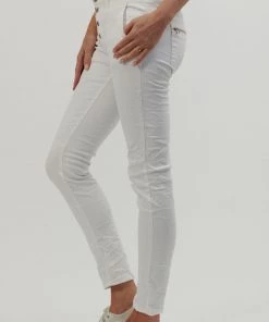 Italian Star Classic Button Jeans | White | IS10 Clothing
