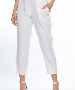 Gordon Smith Jersey Waist Linen Pants | White | GS3