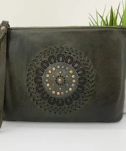 Modapelle Leather Wristlet | Clover Leaf | ML8 Handbags