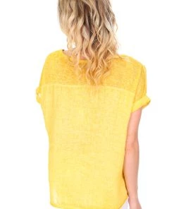 So French So Chic Linen Art Top | Mustard | SF1