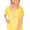 So French So Chic Linen Art Top | Mustard | SF1