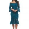 Zaliea Events Teal Off The Shoulder Dress