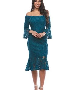 Zaliea Events Teal Off The Shoulder Dress