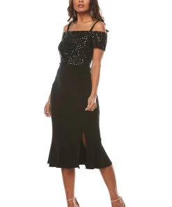 Zaliea Cold Shoulder Sequin Dress