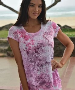 Zen Garden Round Neck Paisley Top | Pink | S