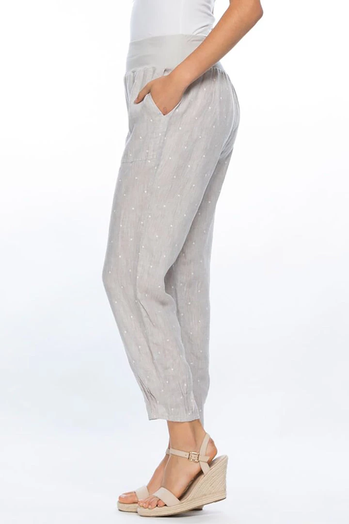 Gordon Smith Jersey Waist Pull On Spot Linen Pants 2 Gordon Smith Jersey Waist Pull On Spot Linen Pants