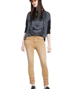 Desigual Clothing Embroidered Jeans - Camel - D2