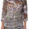 Cafe Latte Animal Print Gette Collar Shirt | Brown | CL6 Clothing