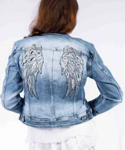 The Italian Closet Clothing Angel Wing Jacket | Washed Denim | Tic10
