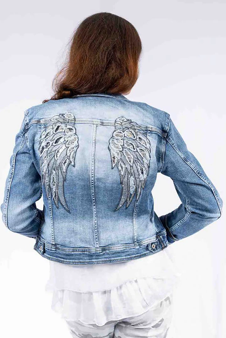 The Italian Closet Clothing Angel Wing Jacket | Washed Denim | Tic10 1 The Italian Closet Clothing Angel Wing Jacket | Washed Denim | Tic10