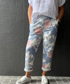 The Italian Cartel Clothing Angie Floral Pants | Light Denim | IC23