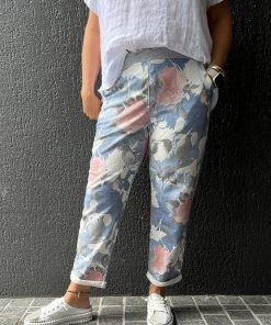 The Italian Cartel Clothing Angie Floral Pants | Light Denim | IC23