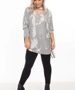The Italian Cartel Antonia Tye Dye Tunic | Soft Grey Tops