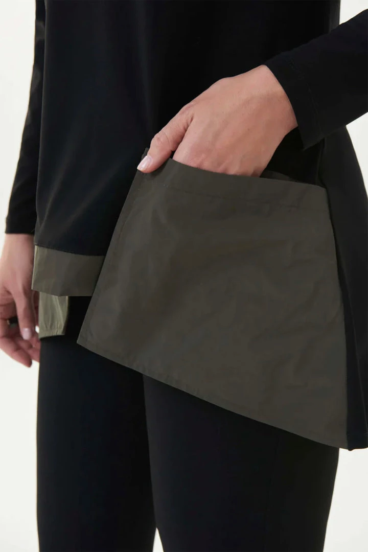 Joseph Ribkoff Clothing Josie Funnel Neck | Black & Avocado | JR128 3 Joseph Ribkoff Clothing Josie Funnel Neck | Black & Avocado | JR128