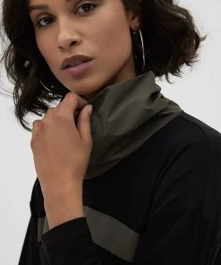 Joseph Ribkoff Clothing Josie Funnel Neck | Black & Avocado | JR128