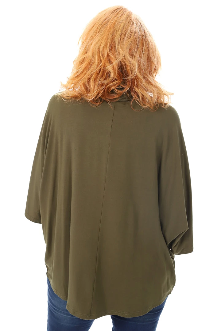 Bamboo 1/2 Batwing Sleeve Zip Top | Olive | BO1 Clothing 5 Bamboo 1/2 Batwing Sleeve Zip Top | Olive | BO1 Clothing