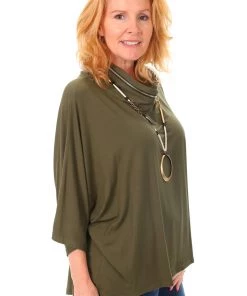 Bamboo 1/2 Batwing Sleeve Zip Top | Olive | BO1 Clothing 7 Bamboo 1/2 Batwing Sleeve Zip Top | Olive | BO1 Clothing