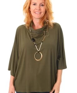 Bamboo 1/2 Batwing Sleeve Zip Top | Olive | BO1 Clothing 8 Bamboo 1/2 Batwing Sleeve Zip Top | Olive | BO1 Clothing