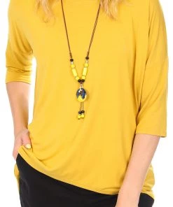 Relaxed High Low Bamboo Top | Mustard