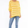 Cafe Latte Tops Stripe Batwing Knit Top | Yellow | CL15