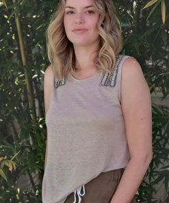 Silence & Noise Embellished Tee - Beige - SN11