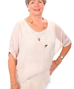 Jenny Jazz Primadonna Shimmer Top | Beige Stripe | JJ19 Tops