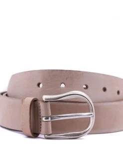 Vanzetti Polished Silver Buckle Belt - Taupe Belts
