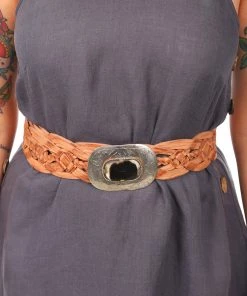 Miss June Woven Leather Belt - Silver - M82 Belts