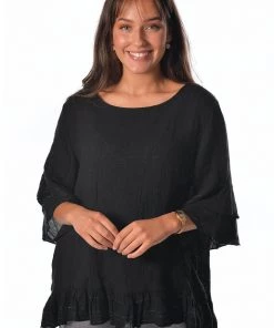 The Italian Cartel Sofia Top | Black | IC14 Linen