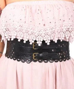 Miss June Belts Wanderer Leather Belt - Black