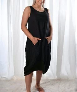 The Italian Cartel Dresses Camilla Linen Dress | Black | IC15