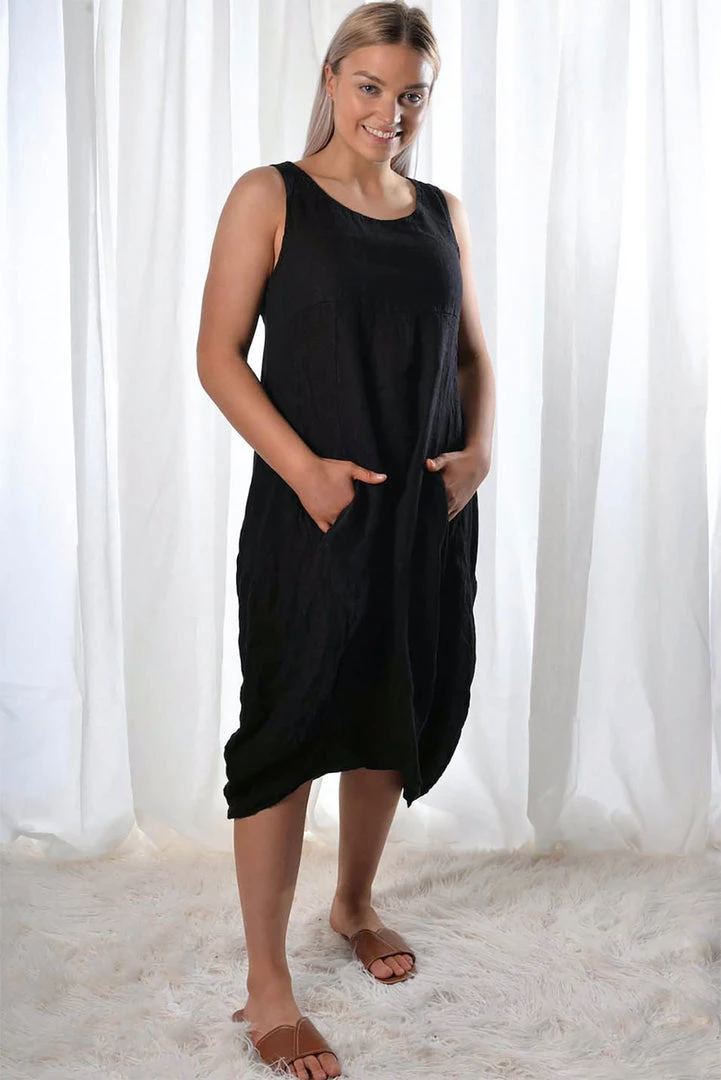 The Italian Cartel Dresses Camilla Linen Dress | Black | IC15 1 The Italian Cartel Dresses Camilla Linen Dress | Black | IC15