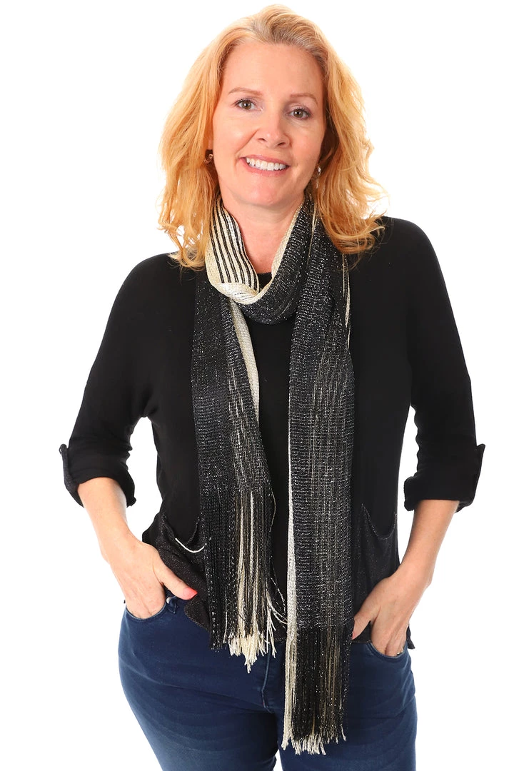 Stellar Rose Cathrine Scarf - Black And Ivory 1 Stellar Rose Cathrine Scarf - Black And Ivory