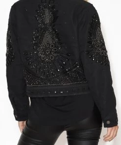 Anannasa Clothing Frida Beaded Jacket | Black | AN2