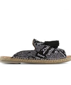 Bueno Keilor Newspaper Espadrille - Black
