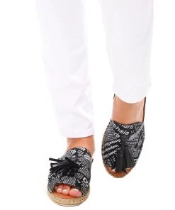 Bueno Keilor Newspaper Espadrille - Black