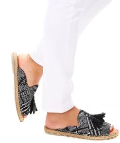 Bueno Keilor Newspaper Espadrille - Black