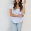 Cloth + Paper + Scissors White And Pale Blue Stripe Tee | S Tops