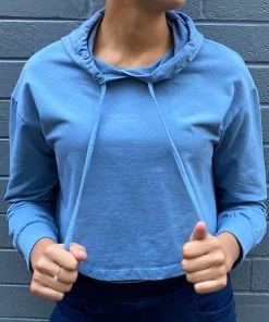Wednesday Lulu Cropped Hoody Top | Blue | WL31