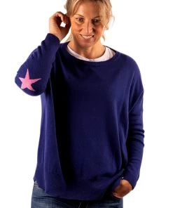 Urban Luxury Clothing Elbow Star Sweater | Blue | UL4