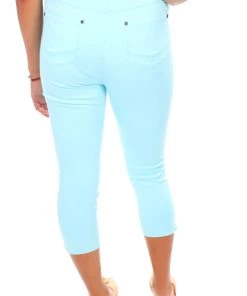 Cafe Latte 7/8 Stretch Capri Pants | Aqua | CL2